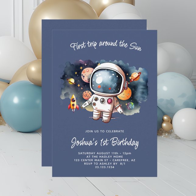 Space Astronaut Rocketship Birthday Invitation (Creator Uploaded)