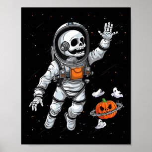 Space Astronaut Skeleton Halloween kids Boys Girls Poster