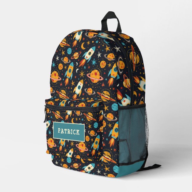 Space Astronaut with Name Printed Backpack (Back Corner Right)