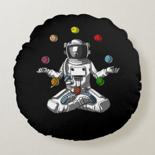 Space Astronaut Zen Yoga Meditation Cosmic Planets Round Cushion