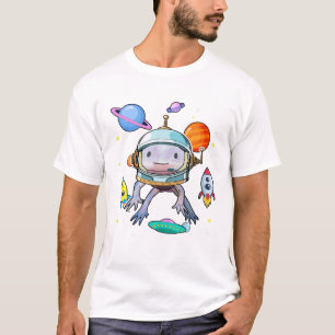 Space Axolotl Kids Salamander Mexican Walking Fish T-Shirt