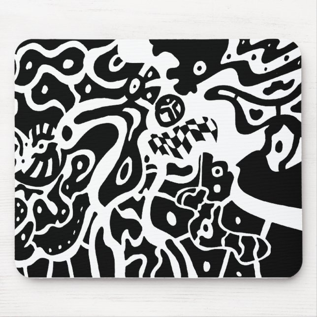 "Space" B&W Abstract Art Mouse Pad (Front)