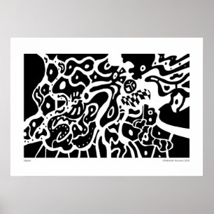 "Space" B&W Abstract Art Poster