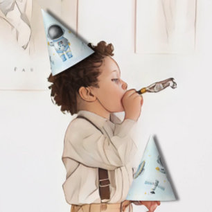 Space baby Astronaut Boy rockets ufo star Birthday Party Hat