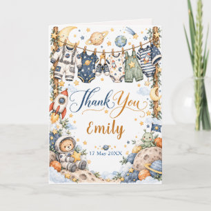 Space Baby Shower Astronaut Adventure Thank You Card