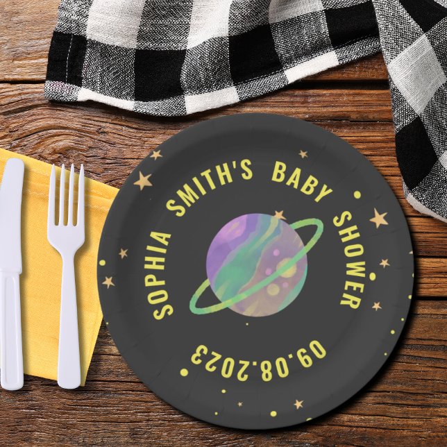 Space Baby Shower, Cosmic Cutie, Gender Neutral Paper Plate (Creator Uploaded)