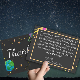 Space Baby Shower, Cosmic Cutie, Gender Neutral Thank You Card