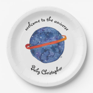 Space Baby Shower Plate Welcome to the Universe