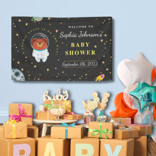 Space Baby Shower, Teddy Bear, Cosmic Cutie Banner
