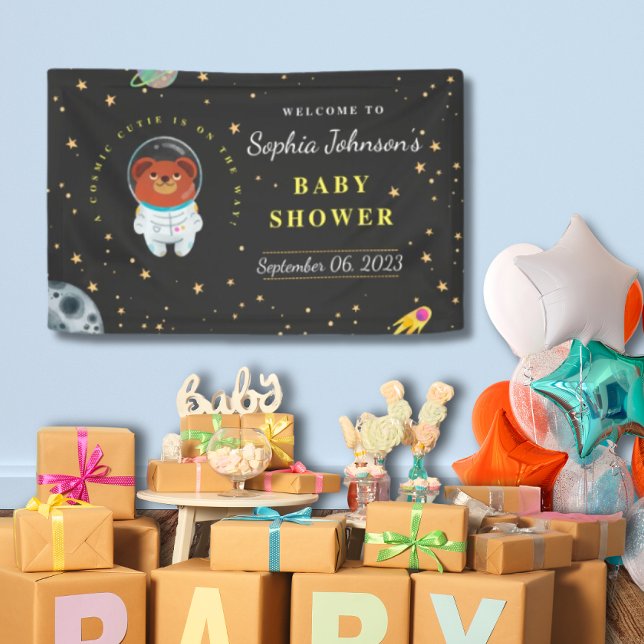 Space Baby Shower, Teddy Bear, Cosmic Cutie Banner (Creator Uploaded)