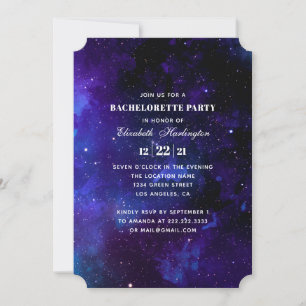 Space bachelorette party. Night stars wedding Invitation