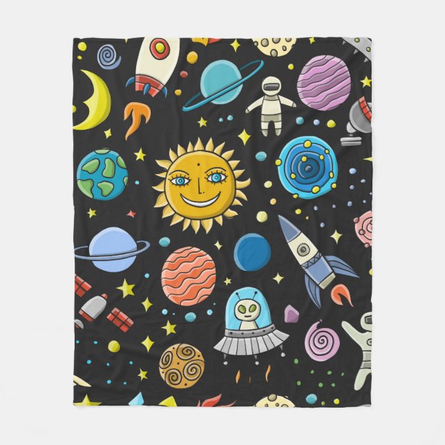 Space Background. Planets of the solar system. Roc Fleece Blanket (Front)