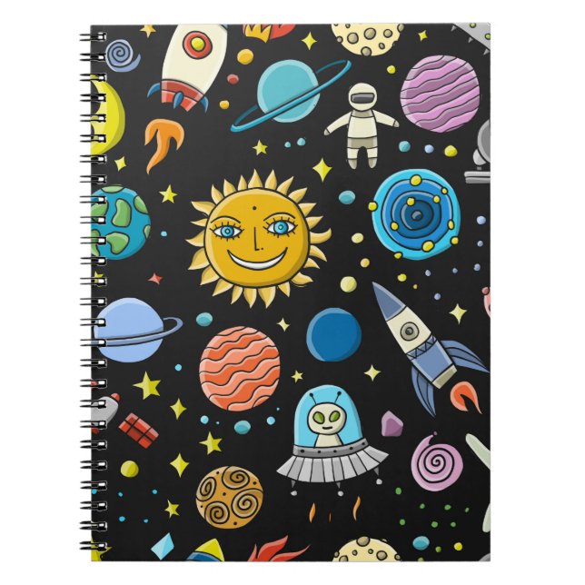 Space Background. Planets of the solar system. Roc Notebook (Front)