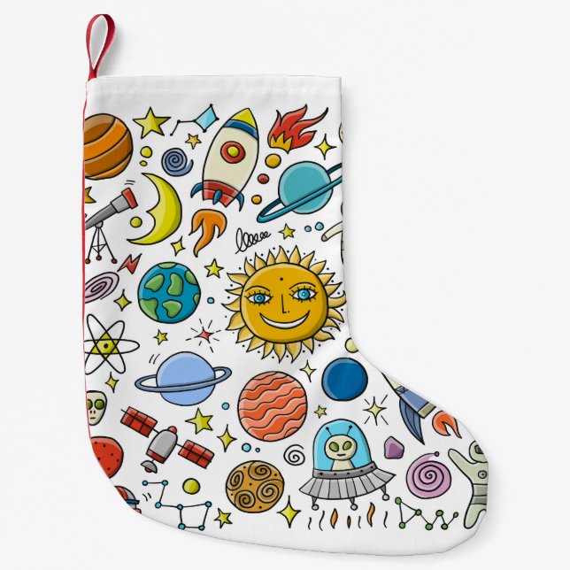 Space Background. Planets of the solar system. Roc Small Christmas Stocking (Front)