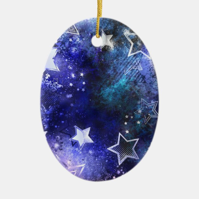 Space Background with Stars Ceramic Ornament (Front)