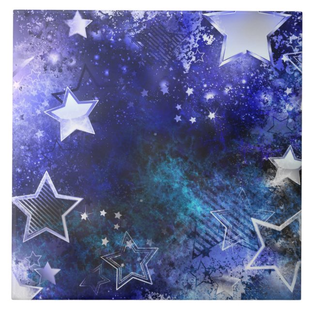 Space Background with Stars Ceramic Tile (Front)