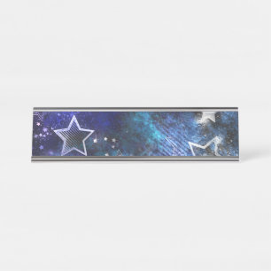 Space Background with Stars Desk Name Plate