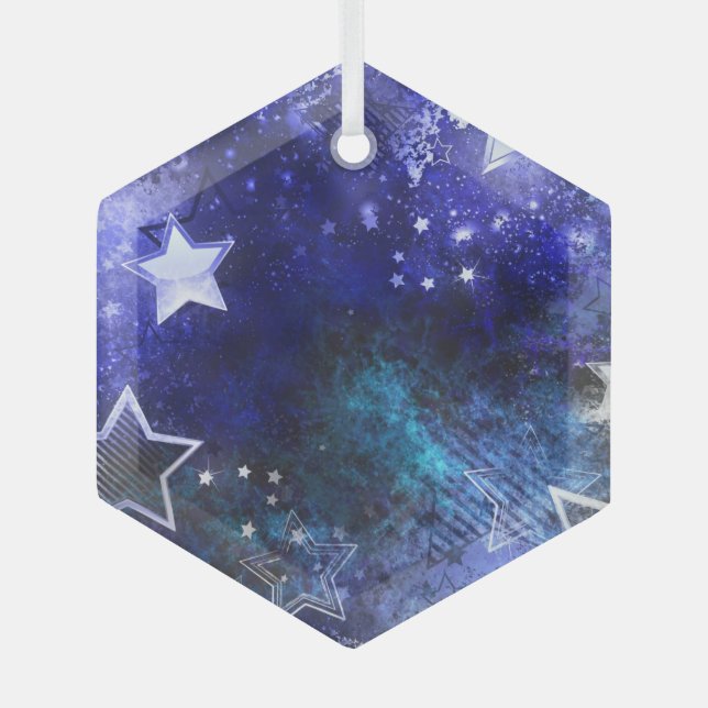 Space Background with Stars Glass Tree Decoration (Front)