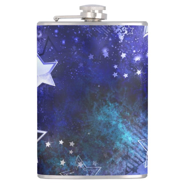 Space Background with Stars Hip Flask (Front)
