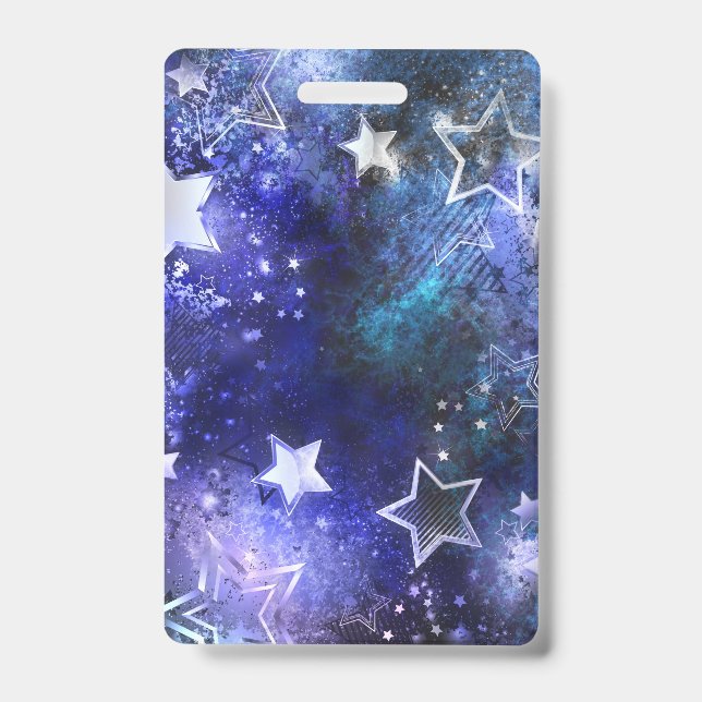 Space Background with Stars ID Badge (Front)
