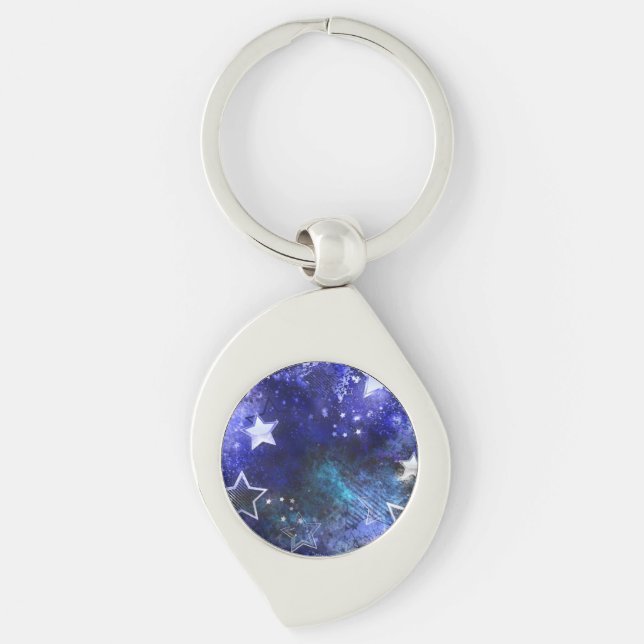 Space Background with Stars Key Ring (Front)
