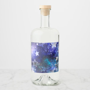 Space Background with Stars Liquor Bottle Label