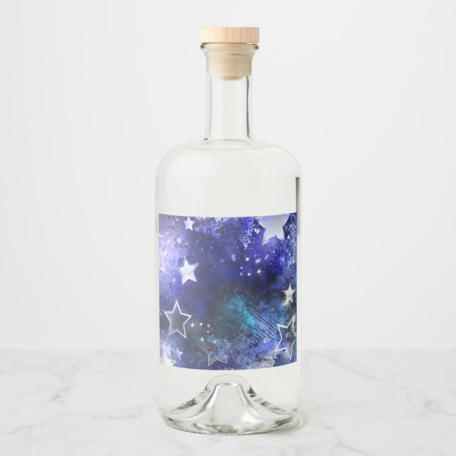 Space Background with Stars Liquor Bottle Label (Front)