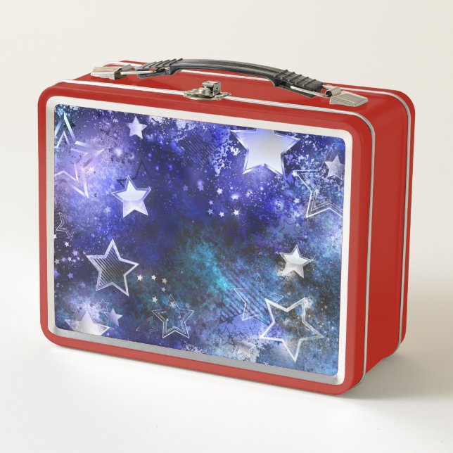 Space Background with Stars Metal Lunch Box (Front)