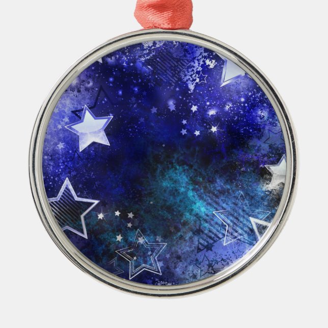 Space Background with Stars Metal Ornament (Front)
