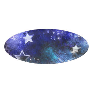 Space Background with Stars Name Tag