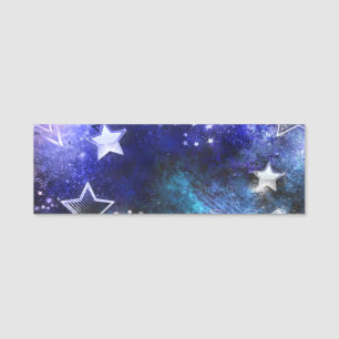Space Background with Stars Name Tag
