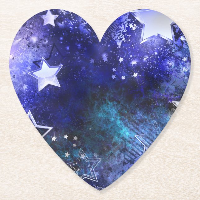 Space Background with Stars Paper Coaster (Front)