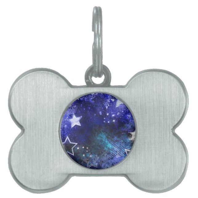 Space Background with Stars Pet ID Tag (Front)