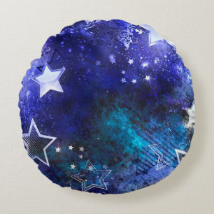 Space Background with Stars Round Cushion