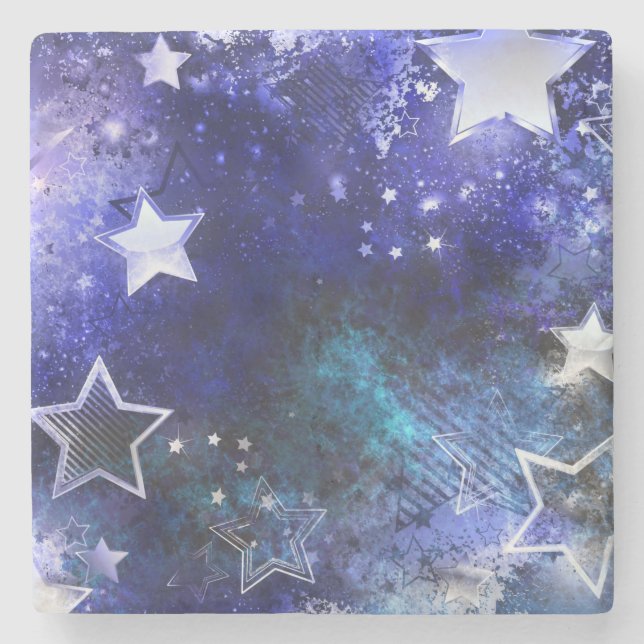 Space Background with Stars Stone Coaster (Front)