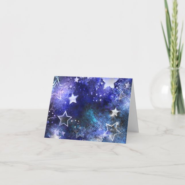 Space Background with Stars Thank You Card (Front)