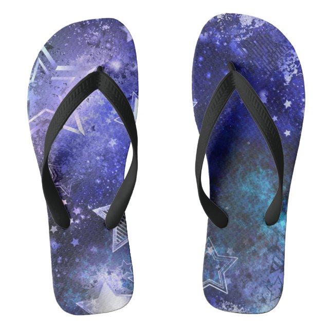 Space Background with Stars Thongs (Footbed)
