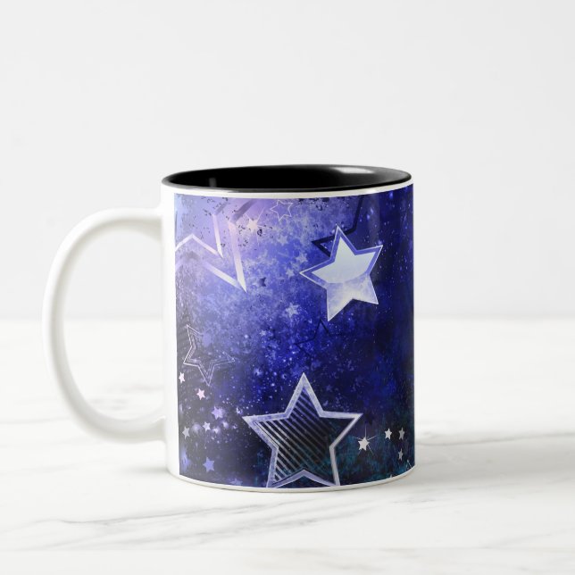 Space Background with Stars Two-Tone Coffee Mug (Left)