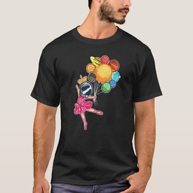 Space Ballerina Astronaut  Ballet Dancer Planets T-Shirt (Front)