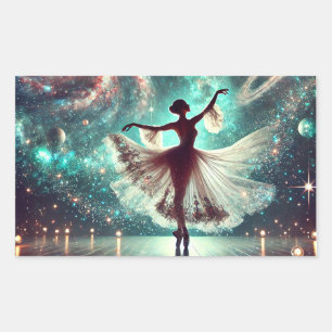 Space ballerina rectangular sticker