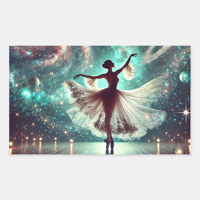 Space ballerina  rectangular sticker (Front)