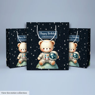 Space Bear Birthday Gift Bag for Little Astronaut