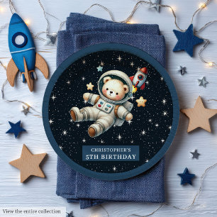 Space Bear Birthday Plate for Little Astronaut Boy