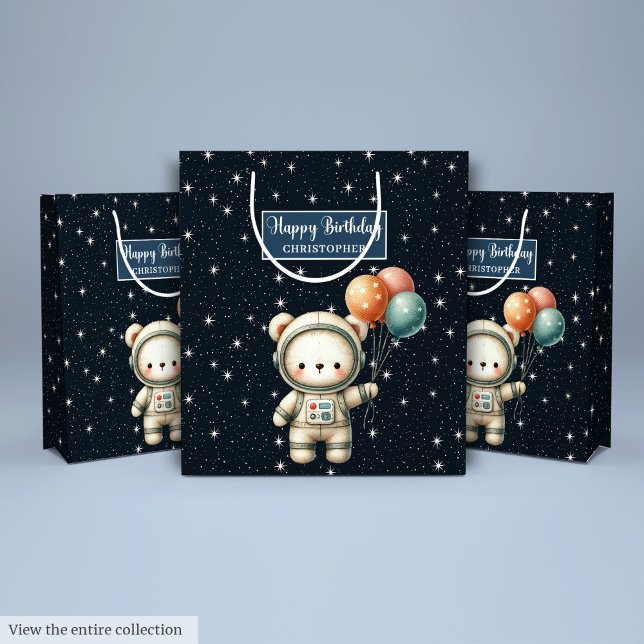 Space Bear Party Gift Bag for Little Birthday Boy (Space Bear Party Gift Bag for Little Birthday Boy)
