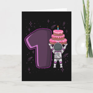 SPACE BIRTHDAY 1 1st Birthday Toddler Astronaut Card