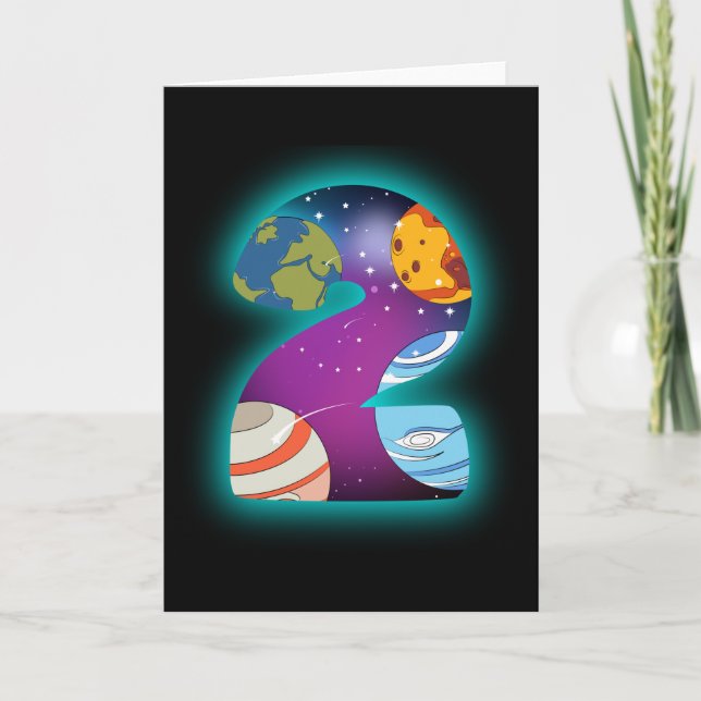 SPACE BIRTHDAY 2 2nd Birthday Toddler 2 Year Old Card (Front)