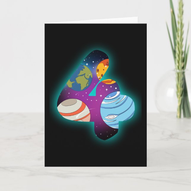 SPACE BIRTHDAY 4 4th Birthday Boy 4 Year Old Card (Front)