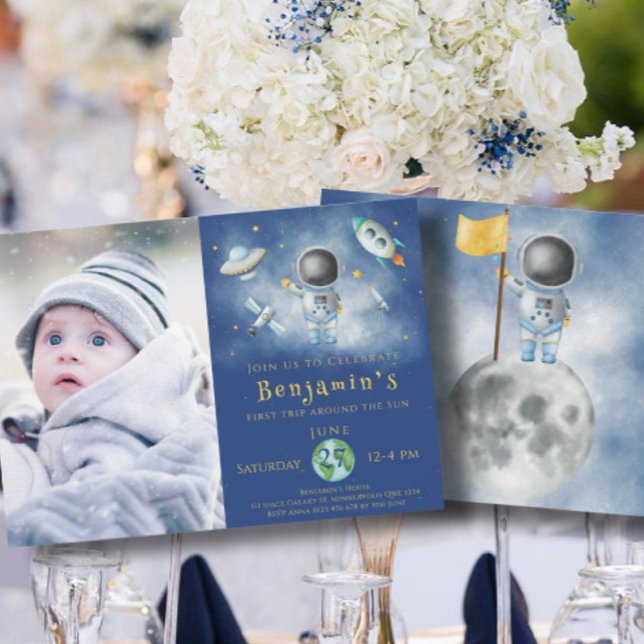 Space Birthday Astronaut Boy rocket stars Party In Invitation (Creator Uploaded)
