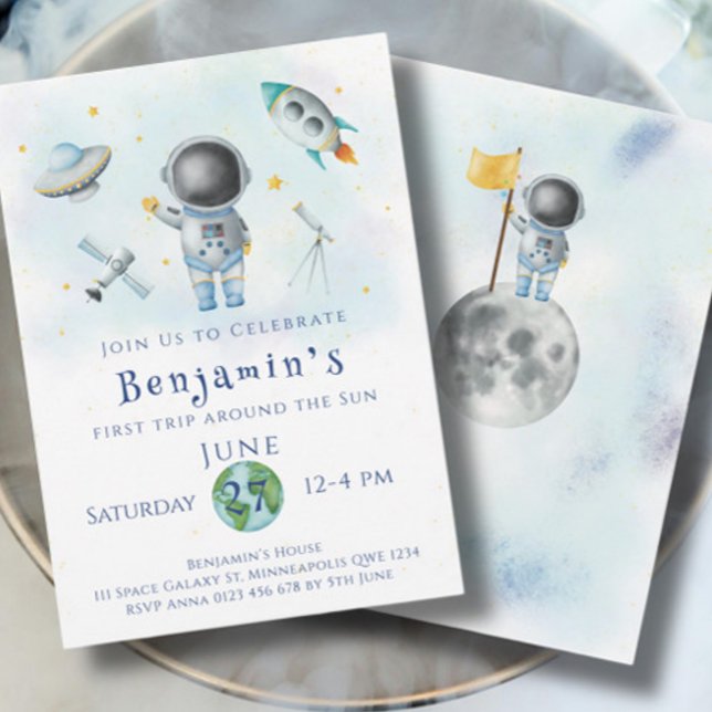 Space Birthday Astronaut Boy rockets stars Party Invitation (Creator Uploaded)