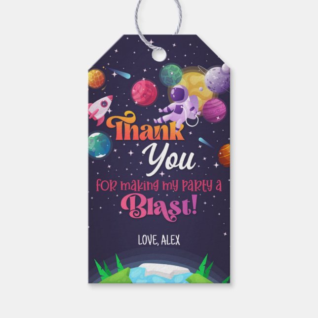 Space Birthday Favour Tag - Girl (Front)